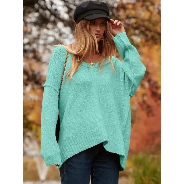imageANRABESS Womens Oversized Sweater Casual Off Shoulder Scoop Neck Batwing Sleeve Knit 2023 Trendy Pullover Tunic TopsLight Blue