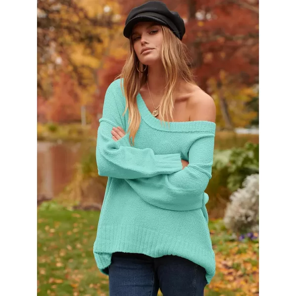 imageANRABESS Womens Oversized Sweater Casual Off Shoulder Scoop Neck Batwing Sleeve Knit 2023 Trendy Pullover Tunic TopsLight Blue