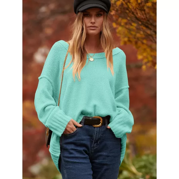 imageANRABESS Womens Oversized Sweater Casual Off Shoulder Scoop Neck Batwing Sleeve Knit 2023 Trendy Pullover Tunic TopsLight Blue