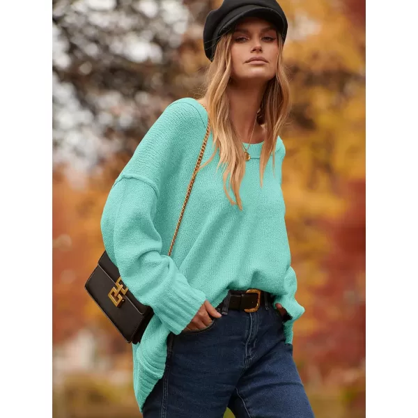 imageANRABESS Womens Oversized Sweater Casual Off Shoulder Scoop Neck Batwing Sleeve Knit 2023 Trendy Pullover Tunic TopsLight Blue