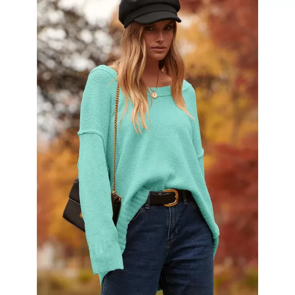 imageANRABESS Womens Oversized Sweater Casual Off Shoulder Scoop Neck Batwing Sleeve Knit 2023 Trendy Pullover Tunic TopsLight Blue
