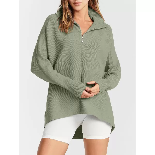 imageANRABESS Womens Oversized Sweaters Half Zip Collared Casual Slouchy Knit Tunic Pullover Sweater 2023 Trendy Fall OutfitsGrass