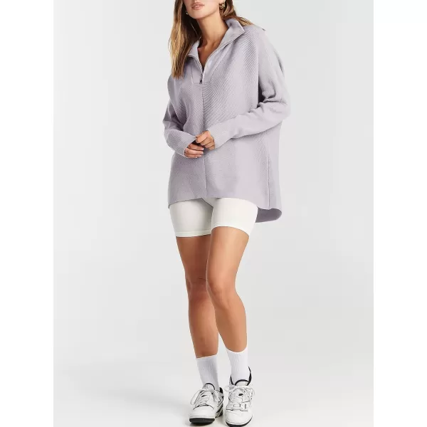imageANRABESS Womens Oversized Sweaters Half Zip Collared Casual Slouchy Knit Tunic Pullover Sweater 2023 Trendy Fall OutfitsSilver