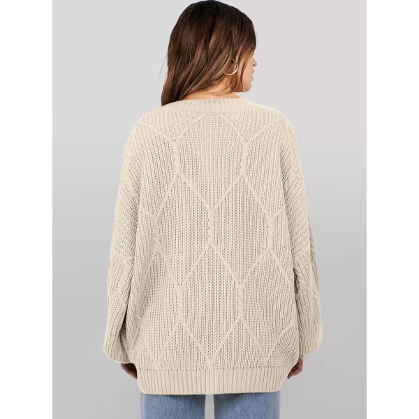 imageANRABESS Womens Oversized Sweaters Long Sleeve Crewneck Chunky Cable Knit Fall Slouchy Pullover Sweater TopsBeige