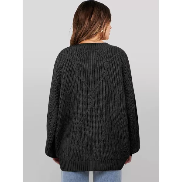 imageANRABESS Womens Oversized Sweaters Long Sleeve Crewneck Chunky Cable Knit Fall Slouchy Pullover Sweater TopsBlack