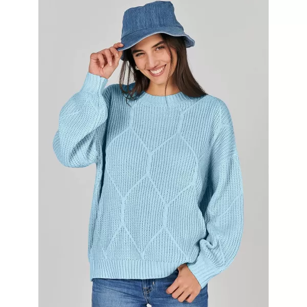 imageANRABESS Womens Oversized Sweaters Long Sleeve Crewneck Chunky Cable Knit Fall Slouchy Pullover Sweater TopsSky Blue