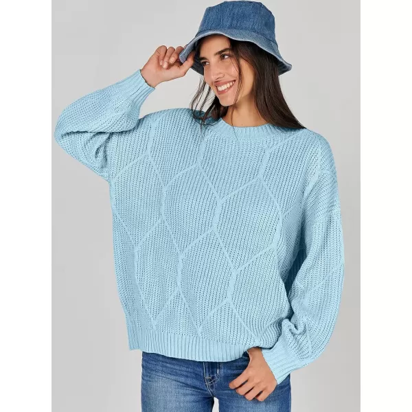 imageANRABESS Womens Oversized Sweaters Long Sleeve Crewneck Chunky Cable Knit Fall Slouchy Pullover Sweater TopsSky Blue