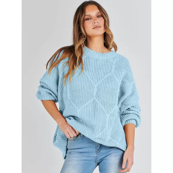 imageANRABESS Womens Oversized Sweaters Long Sleeve Crewneck Chunky Cable Knit Fall Slouchy Pullover Sweater TopsSky Blue
