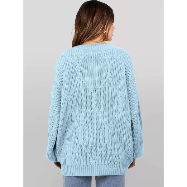 imageANRABESS Womens Oversized Sweaters Long Sleeve Crewneck Chunky Cable Knit Fall Slouchy Pullover Sweater TopsSky Blue