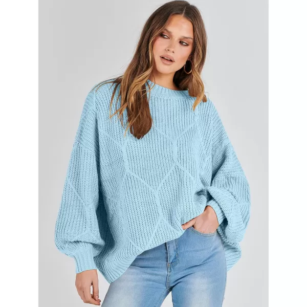 imageANRABESS Womens Oversized Sweaters Long Sleeve Crewneck Chunky Cable Knit Fall Slouchy Pullover Sweater TopsSky Blue