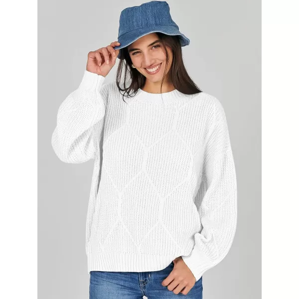 imageANRABESS Womens Oversized Sweaters Long Sleeve Crewneck Chunky Cable Knit Fall Slouchy Pullover Sweater TopsWhite