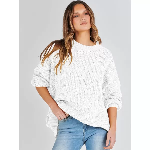 imageANRABESS Womens Oversized Sweaters Long Sleeve Crewneck Chunky Cable Knit Fall Slouchy Pullover Sweater TopsWhite