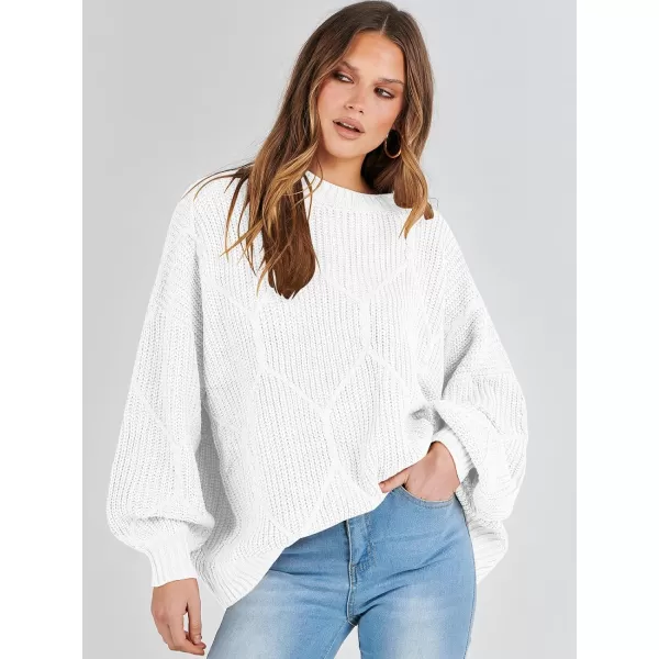imageANRABESS Womens Oversized Sweaters Long Sleeve Crewneck Chunky Cable Knit Fall Slouchy Pullover Sweater TopsWhite
