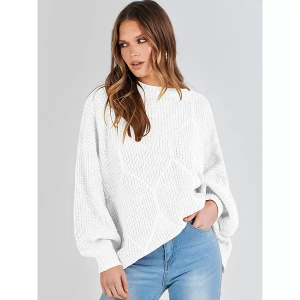 imageANRABESS Womens Oversized Sweaters Long Sleeve Crewneck Chunky Cable Knit Fall Slouchy Pullover Sweater TopsWhite