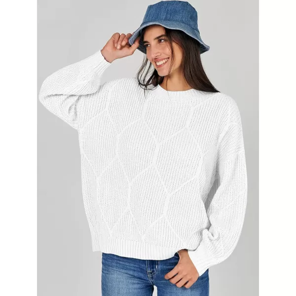 imageANRABESS Womens Oversized Sweaters Long Sleeve Crewneck Chunky Cable Knit Fall Slouchy Pullover Sweater TopsWhite