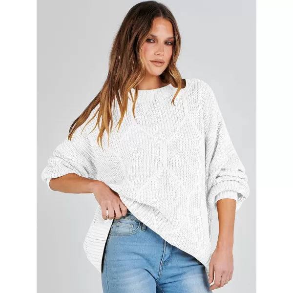 imageANRABESS Womens Oversized Sweaters Long Sleeve Crewneck Chunky Cable Knit Fall Slouchy Pullover Sweater TopsWhite