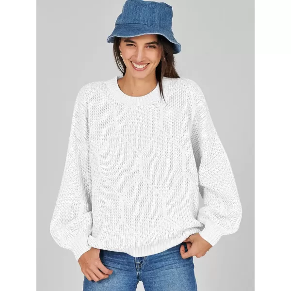 imageANRABESS Womens Oversized Sweaters Long Sleeve Crewneck Chunky Cable Knit Fall Slouchy Pullover Sweater TopsWhite