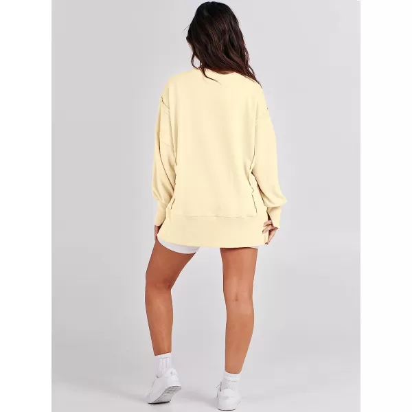 imageANRABESS Womens Oversized Sweatshirt Crew Neck Long Sleeve Casual Slit Sloucthy Pullover Top Fall ClothesBeige