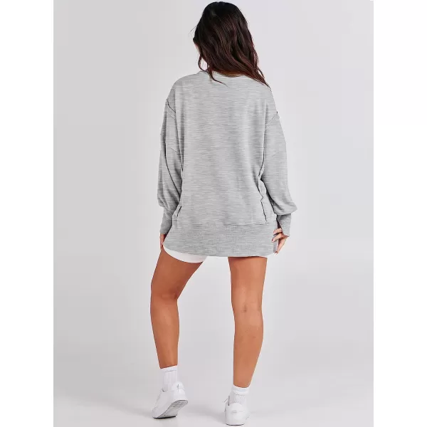 imageANRABESS Womens Oversized Sweatshirt Crew Neck Long Sleeve Casual Slit Sloucthy Pullover Top Fall ClothesGray