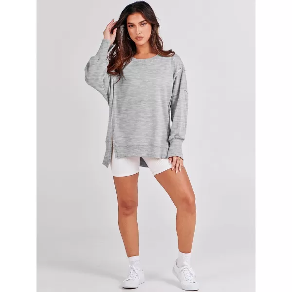 imageANRABESS Womens Oversized Sweatshirt Crew Neck Long Sleeve Casual Slit Sloucthy Pullover Top Fall ClothesGray