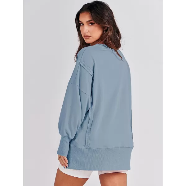 imageANRABESS Womens Oversized Sweatshirt Crew Neck Long Sleeve Casual Slit Sloucthy Pullover Top Fall ClothesLight Blue