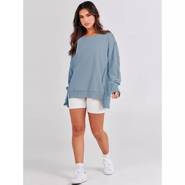imageANRABESS Womens Oversized Sweatshirt Crew Neck Long Sleeve Casual Slit Sloucthy Pullover Top Fall ClothesLight Blue