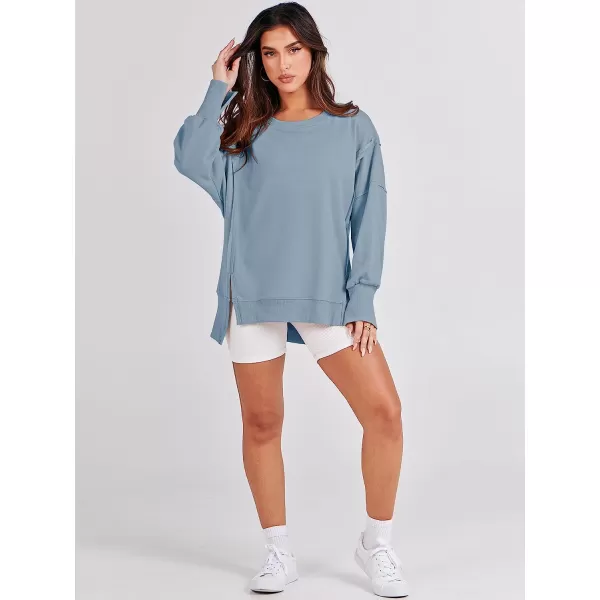 imageANRABESS Womens Oversized Sweatshirt Crew Neck Long Sleeve Casual Slit Sloucthy Pullover Top Fall ClothesLight Blue
