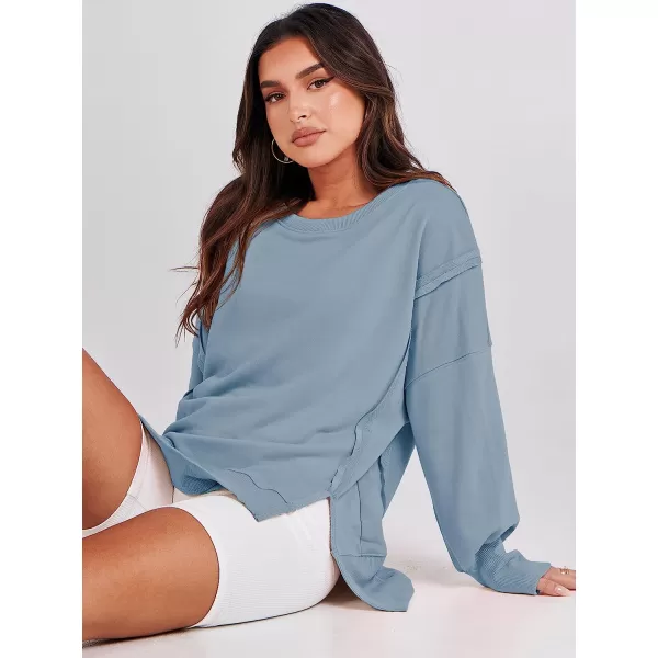 imageANRABESS Womens Oversized Sweatshirt Crew Neck Long Sleeve Casual Slit Sloucthy Pullover Top Fall ClothesLight Blue