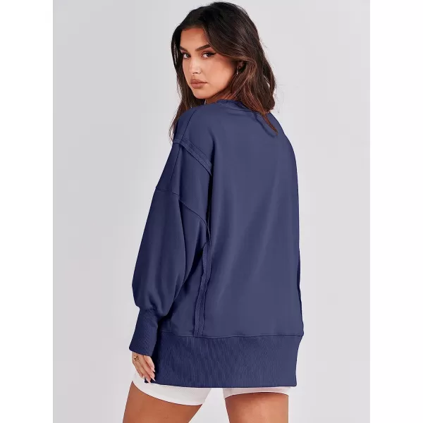imageANRABESS Womens Oversized Sweatshirt Crew Neck Long Sleeve Casual Slit Sloucthy Pullover Top Fall ClothesNavy Blue