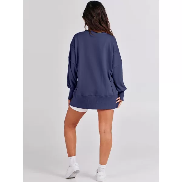 imageANRABESS Womens Oversized Sweatshirt Crew Neck Long Sleeve Casual Slit Sloucthy Pullover Top Fall ClothesNavy Blue