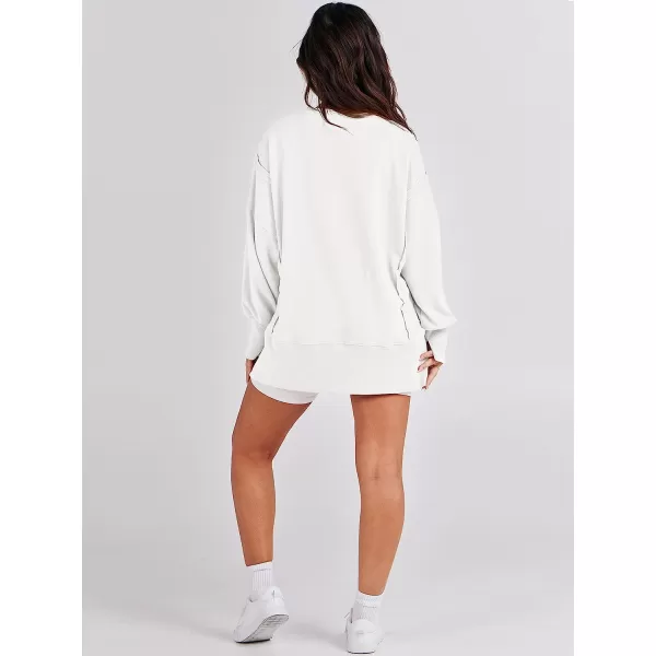 imageANRABESS Womens Oversized Sweatshirt Crew Neck Long Sleeve Casual Slit Sloucthy Pullover Top Fall ClothesWhite