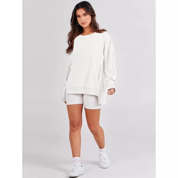 imageANRABESS Womens Oversized Sweatshirt Crew Neck Long Sleeve Casual Slit Sloucthy Pullover Top Fall ClothesWhite