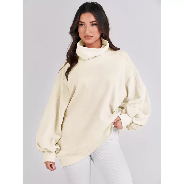 imageANRABESS Womens Oversized Sweatshirt Turtleneck Long Sleeve Casual Loose Fit Pullover Hoodie Tops Pocket 2023 Fall ClothesApricot