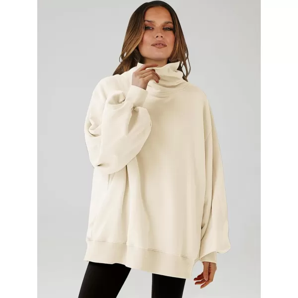 imageANRABESS Womens Oversized Sweatshirt Turtleneck Long Sleeve Casual Loose Fit Pullover Hoodie Tops Pocket 2023 Fall ClothesApricot