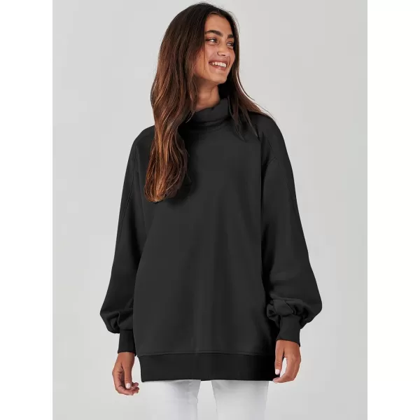 imageANRABESS Womens Oversized Sweatshirt Turtleneck Long Sleeve Casual Loose Fit Pullover Hoodie Tops Pocket 2023 Fall ClothesBlack