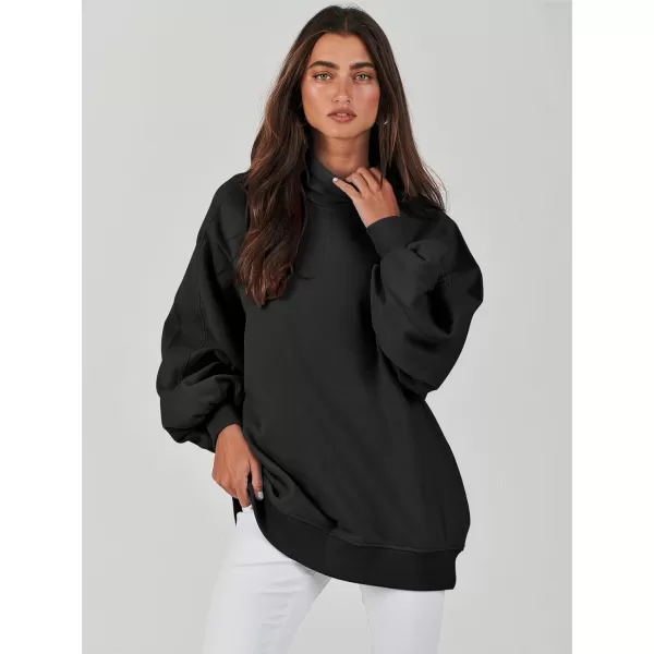 imageANRABESS Womens Oversized Sweatshirt Turtleneck Long Sleeve Casual Loose Fit Pullover Hoodie Tops Pocket 2023 Fall ClothesBlack