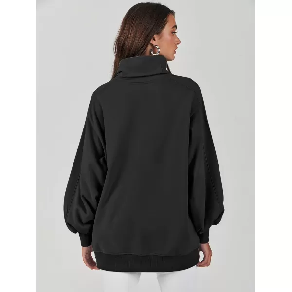 imageANRABESS Womens Oversized Sweatshirt Turtleneck Long Sleeve Casual Loose Fit Pullover Hoodie Tops Pocket 2023 Fall ClothesBlack