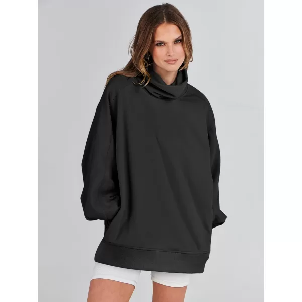 imageANRABESS Womens Oversized Sweatshirt Turtleneck Long Sleeve Casual Loose Fit Pullover Hoodie Tops Pocket 2023 Fall ClothesBlack