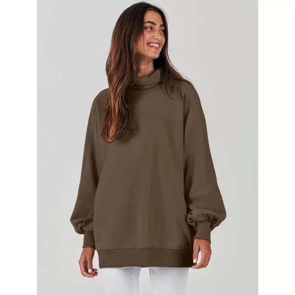 imageANRABESS Womens Oversized Sweatshirt Turtleneck Long Sleeve Casual Loose Fit Pullover Hoodie Tops Pocket 2023 Fall ClothesCoffee