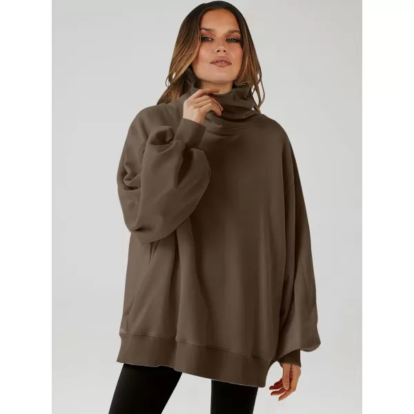 imageANRABESS Womens Oversized Sweatshirt Turtleneck Long Sleeve Casual Loose Fit Pullover Hoodie Tops Pocket 2023 Fall ClothesCoffee