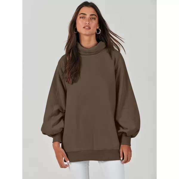 imageANRABESS Womens Oversized Sweatshirt Turtleneck Long Sleeve Casual Loose Fit Pullover Hoodie Tops Pocket 2023 Fall ClothesCoffee