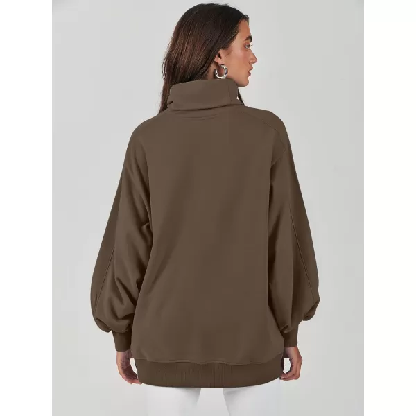 imageANRABESS Womens Oversized Sweatshirt Turtleneck Long Sleeve Casual Loose Fit Pullover Hoodie Tops Pocket 2023 Fall ClothesCoffee