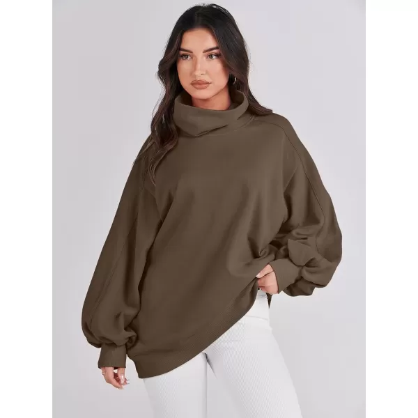 imageANRABESS Womens Oversized Sweatshirt Turtleneck Long Sleeve Casual Loose Fit Pullover Hoodie Tops Pocket 2023 Fall ClothesCoffee