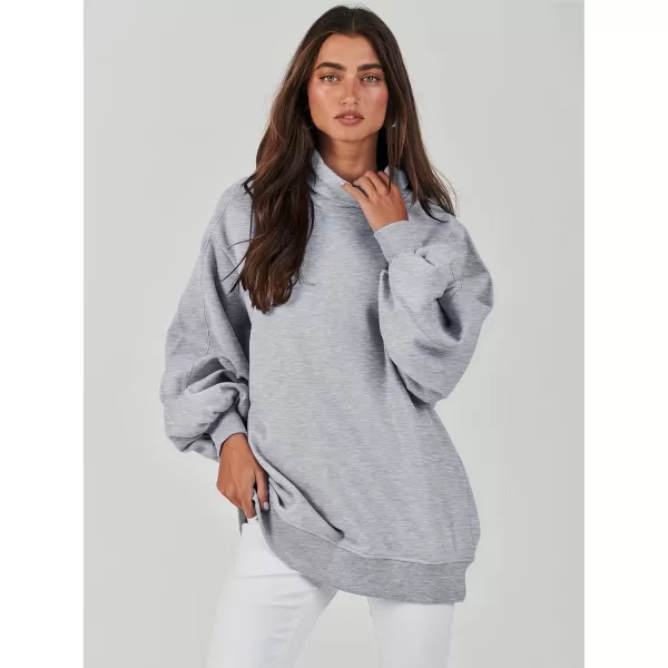 imageANRABESS Womens Oversized Sweatshirt Turtleneck Long Sleeve Casual Loose Fit Pullover Hoodie Tops Pocket 2023 Fall ClothesGrey