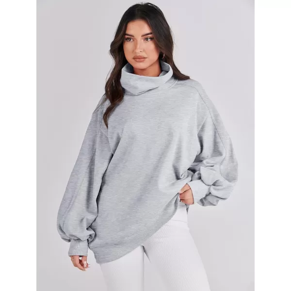 imageANRABESS Womens Oversized Sweatshirt Turtleneck Long Sleeve Casual Loose Fit Pullover Hoodie Tops Pocket 2023 Fall ClothesGrey