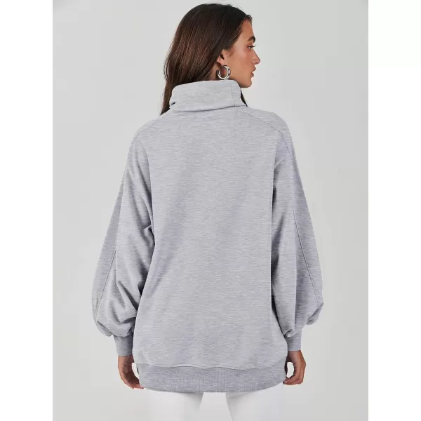 imageANRABESS Womens Oversized Sweatshirt Turtleneck Long Sleeve Casual Loose Fit Pullover Hoodie Tops Pocket 2023 Fall ClothesGrey