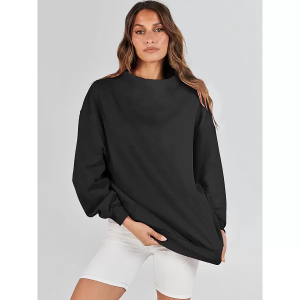 imageANRABESS Womens Oversized Sweatshirts Turtleneck Pullover Long Sleeve Hoodies Tops Fall Outfits 2023 ClothesBlack