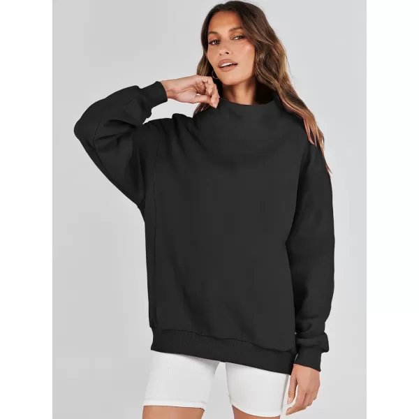 imageANRABESS Womens Oversized Sweatshirts Turtleneck Pullover Long Sleeve Hoodies Tops Fall Outfits 2023 ClothesBlack