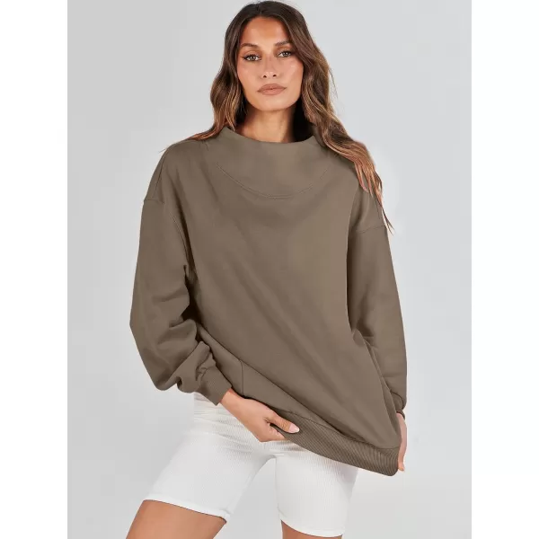 imageANRABESS Womens Oversized Sweatshirts Turtleneck Pullover Long Sleeve Hoodies Tops Fall Outfits 2023 ClothesBrown