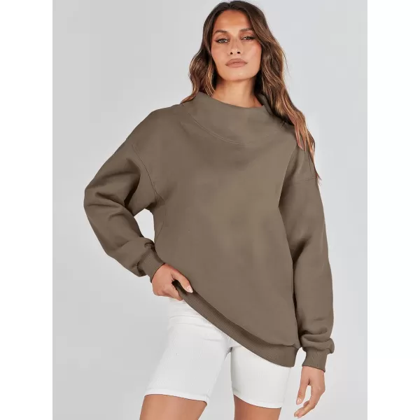 imageANRABESS Womens Oversized Sweatshirts Turtleneck Pullover Long Sleeve Hoodies Tops Fall Outfits 2023 ClothesBrown